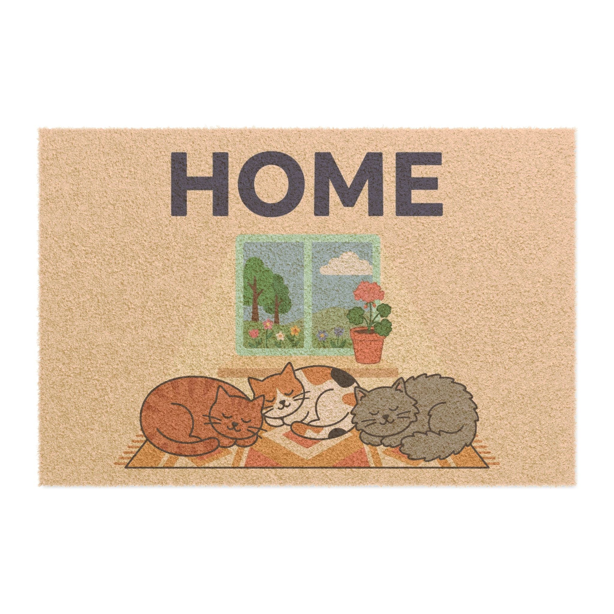Sunlit Sleeping Kittens Welcome Mat