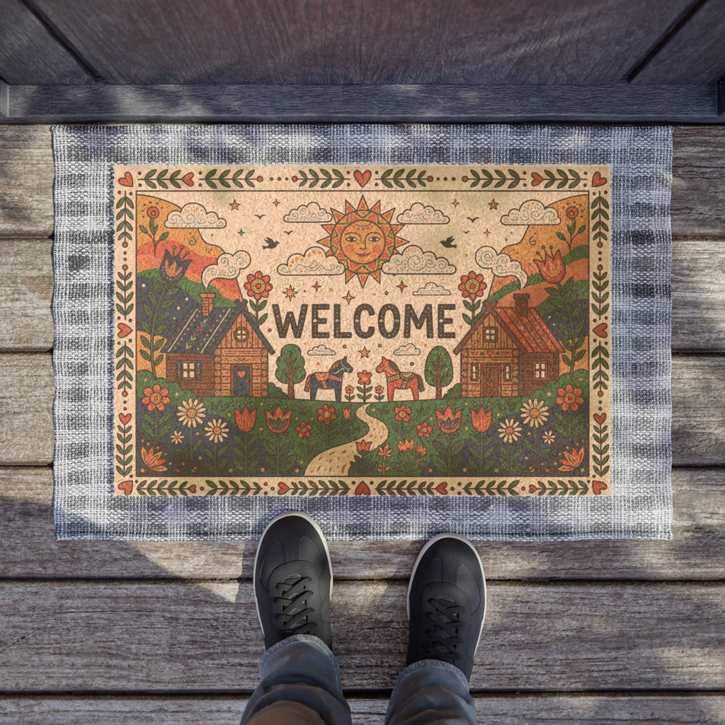 Nordic Summer Dala Horse Welcome Doormat