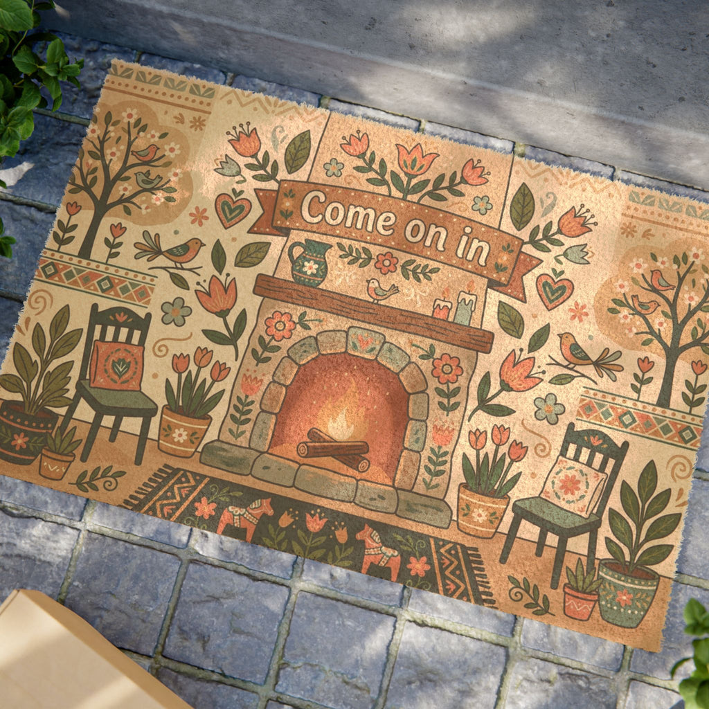Nordic Spring Hearth Folk Art Welcome Doormat