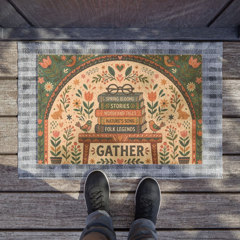Scandinavian Folk Art Gather Book Stack Poster