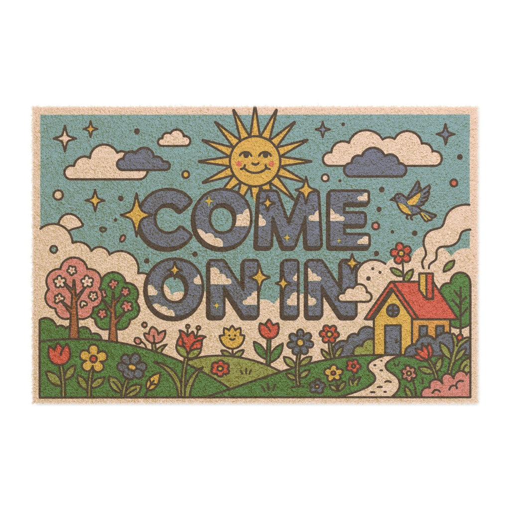Retro Sunshine & Blooms Come On In Doormat