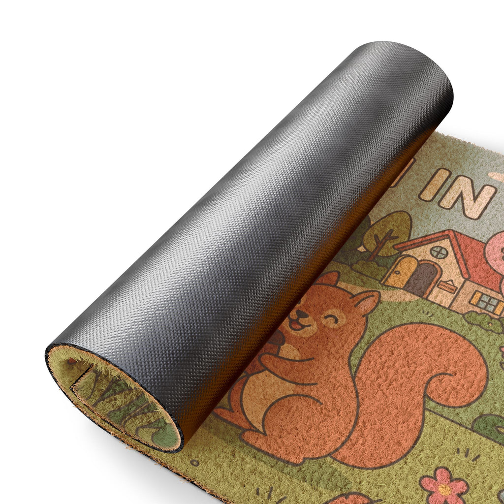Happy Squirrels Spring Welcome Mat