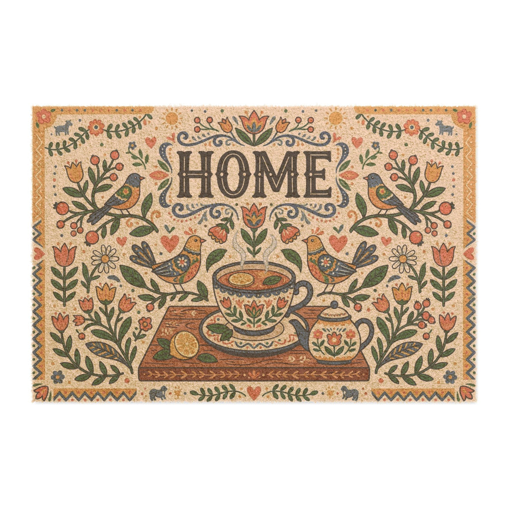 Nordic Folk Art Cozy Tea & Home Doormat