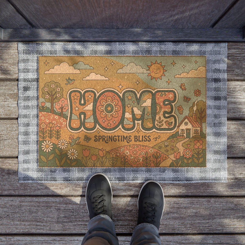 Retro 70s Springtime Bliss Home Doormat