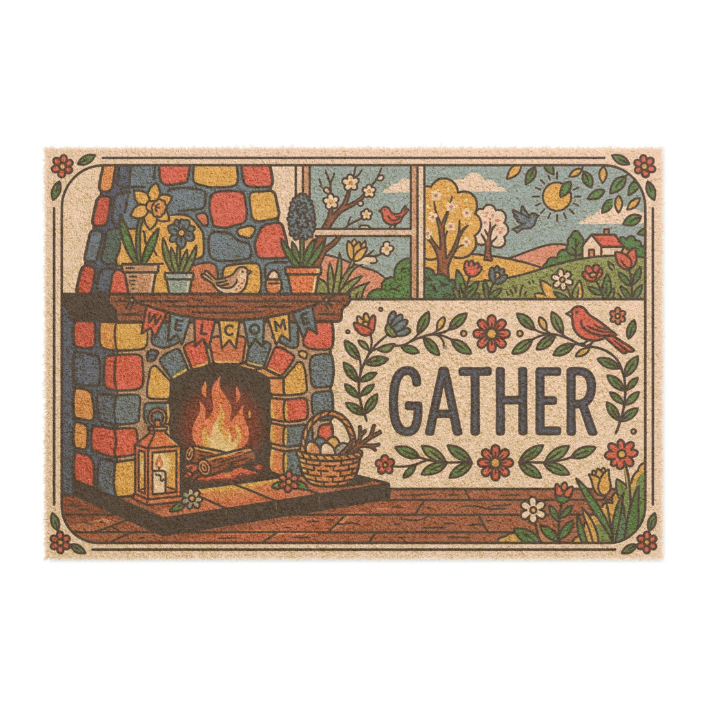 Vibrant Retro Spring Hearth Gather Doormat