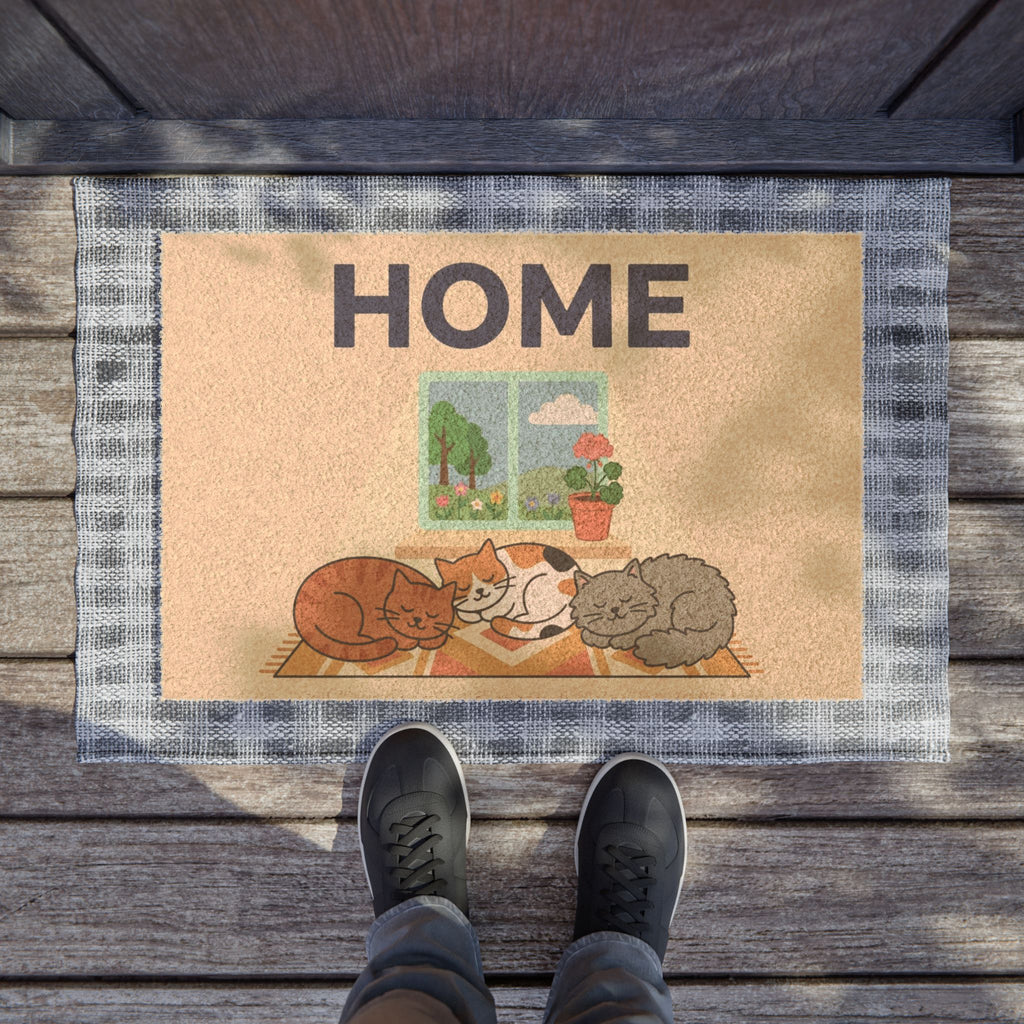 Sunlit Sleeping Kittens Welcome Mat