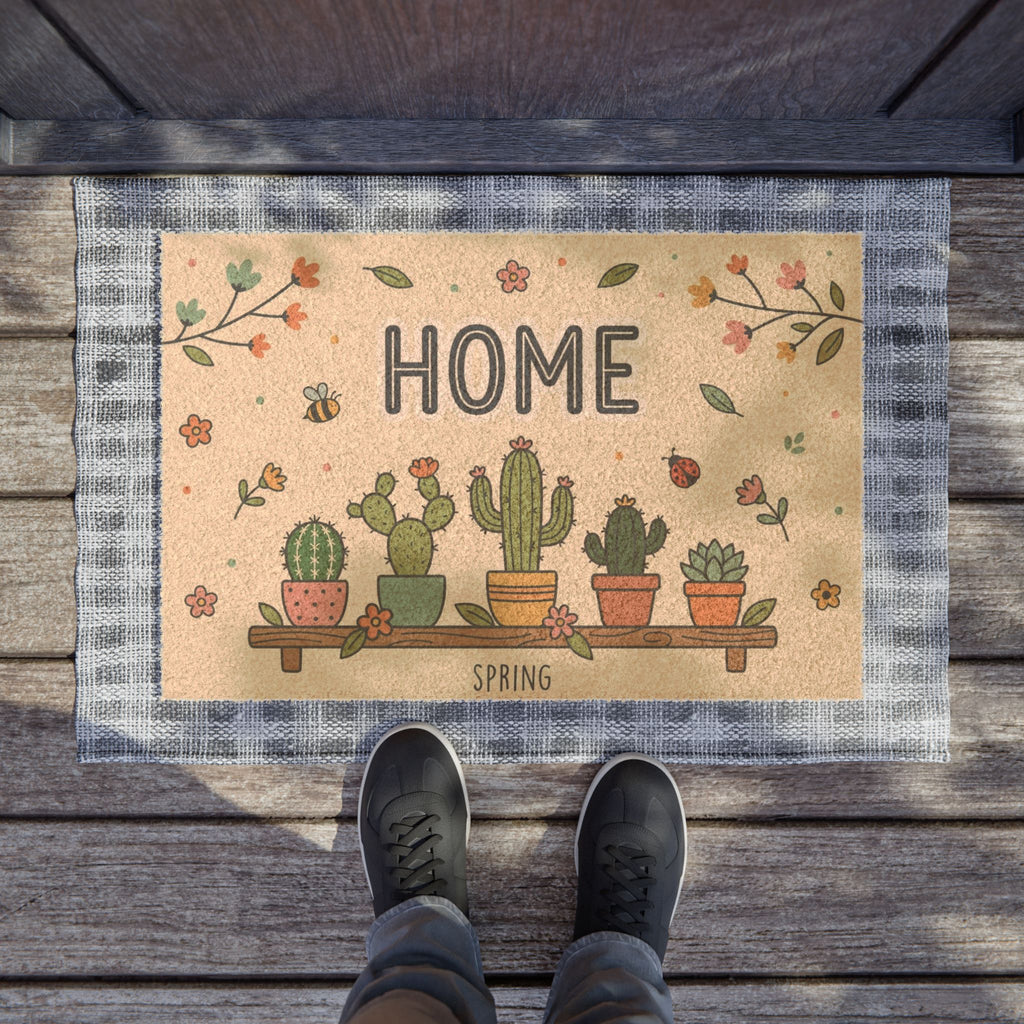 Whimsical Spring Cactus Home Doormat