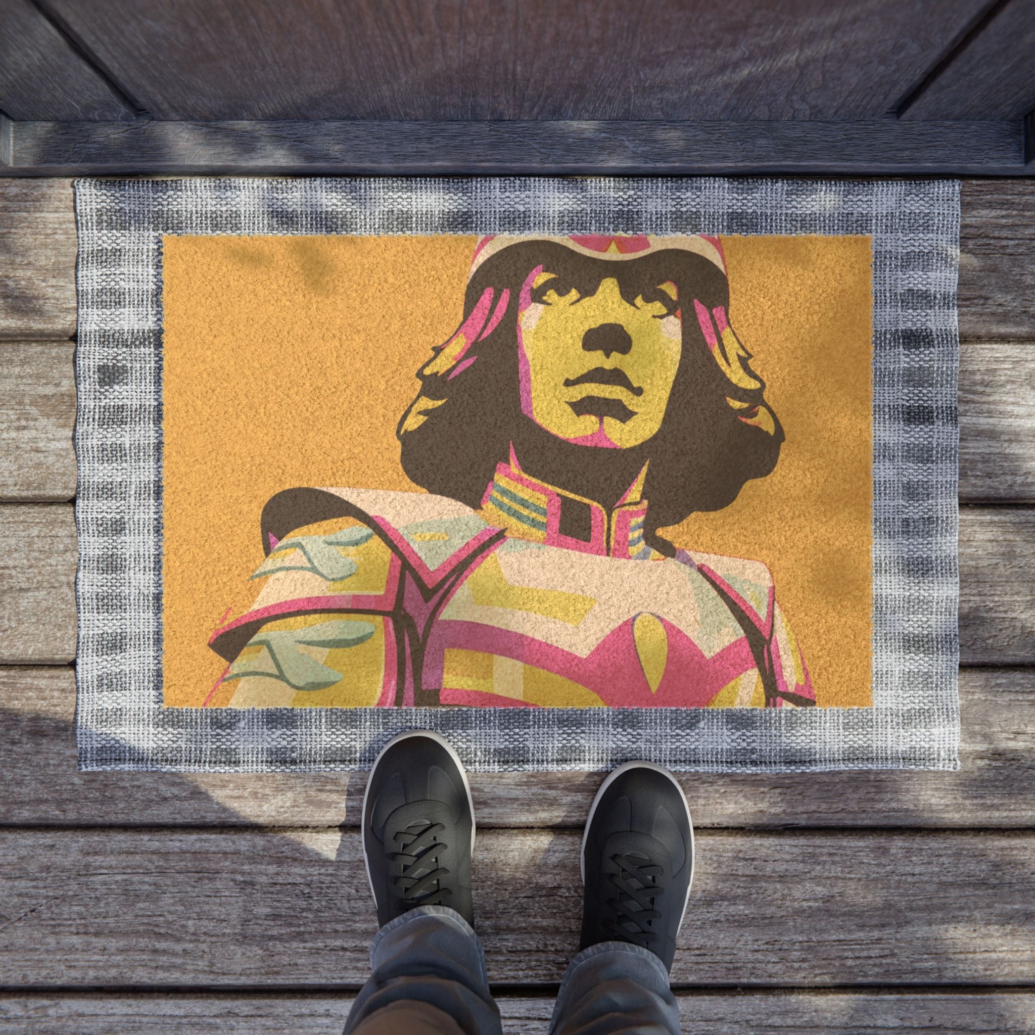 Neon Knight Welcome Mat - Bold Pop Art!