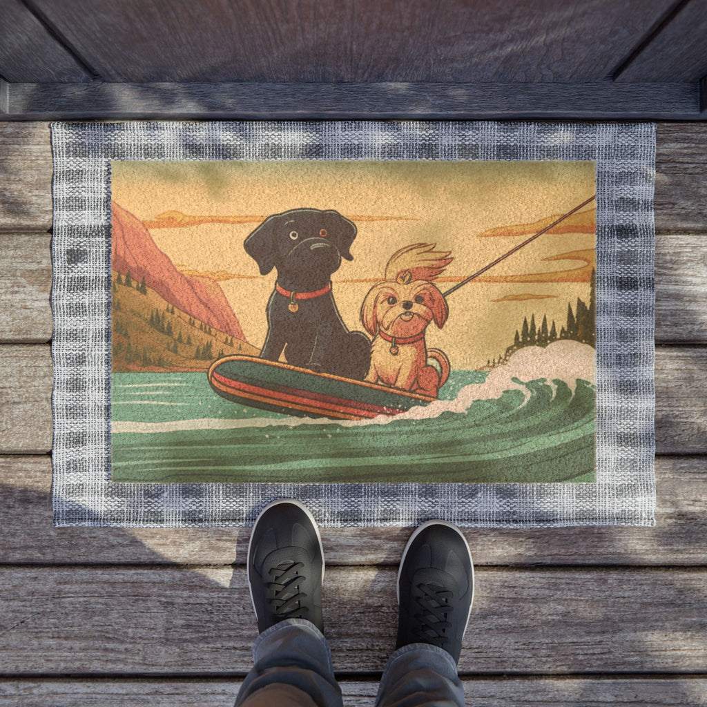 Surf's Up Dogs! Welcome to Our Pad Doormat