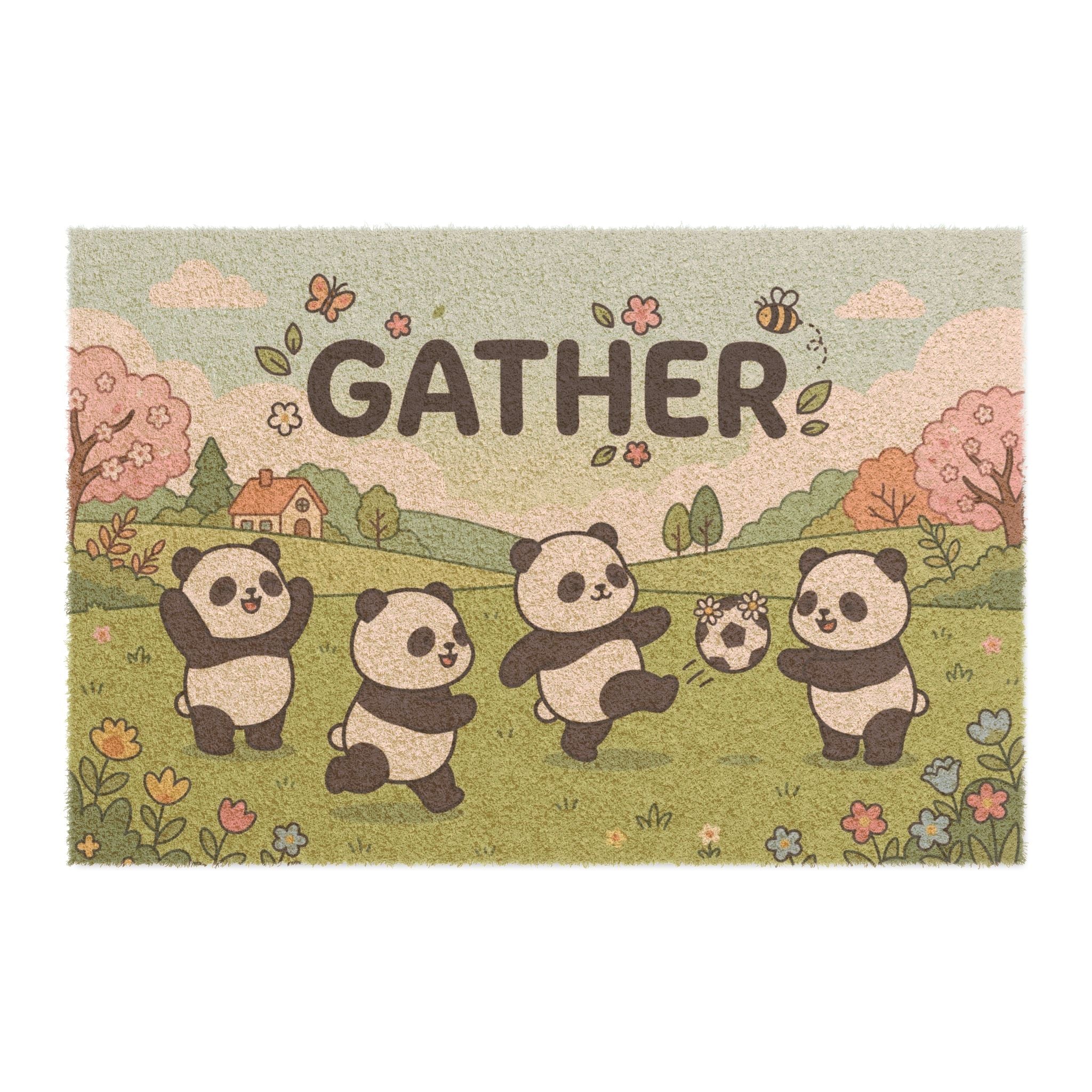 Kawaii Spring Pandas Soccer Gather Art