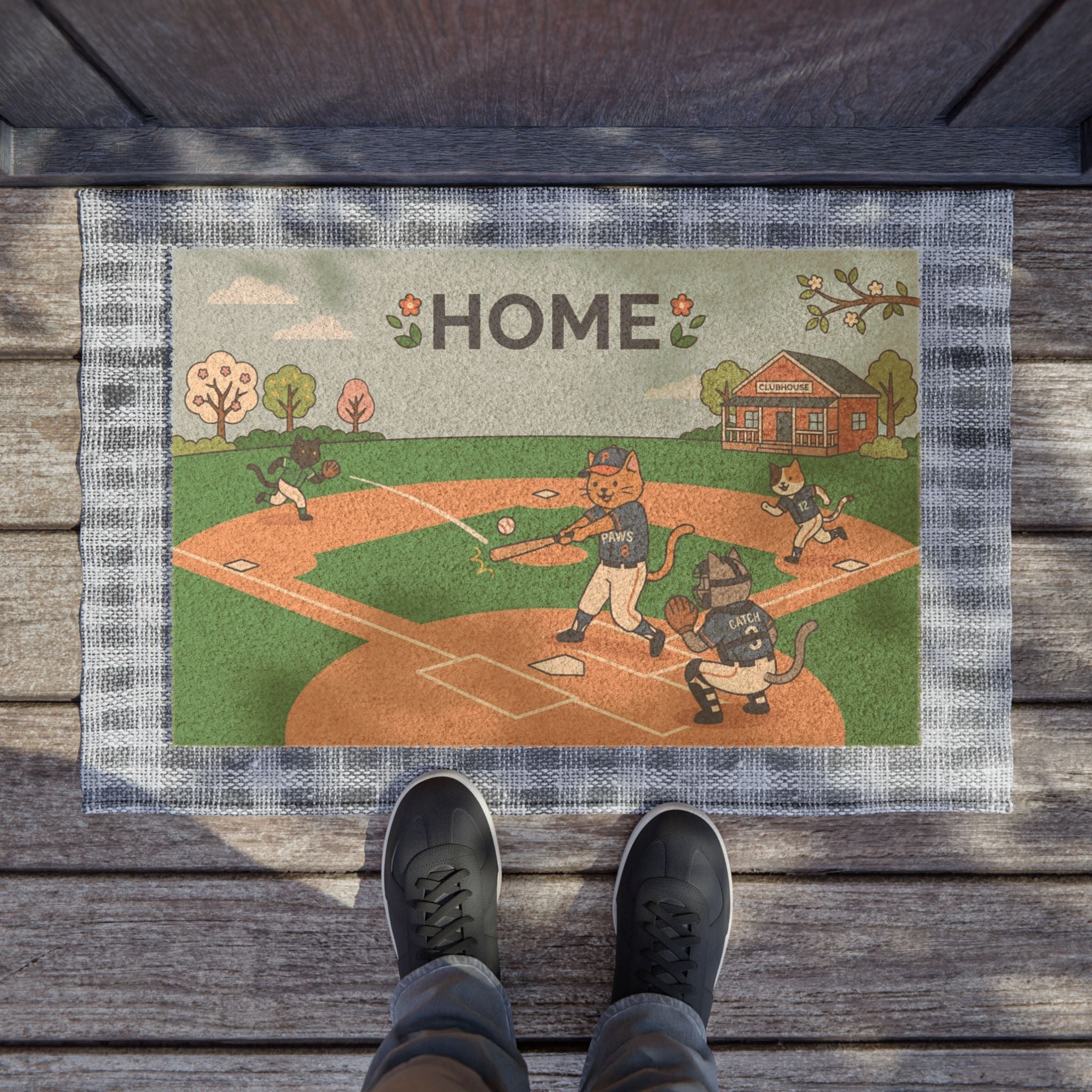 Home Plate Kittens Welcome Mat
