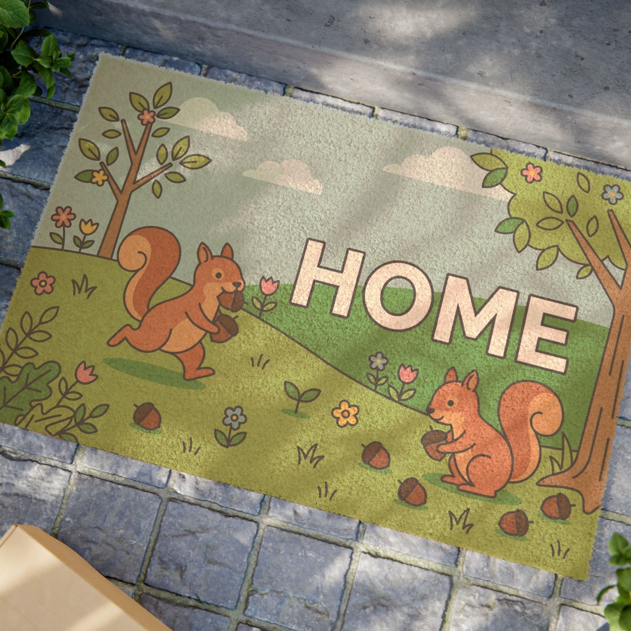 Spring Squirrels Home Doormat