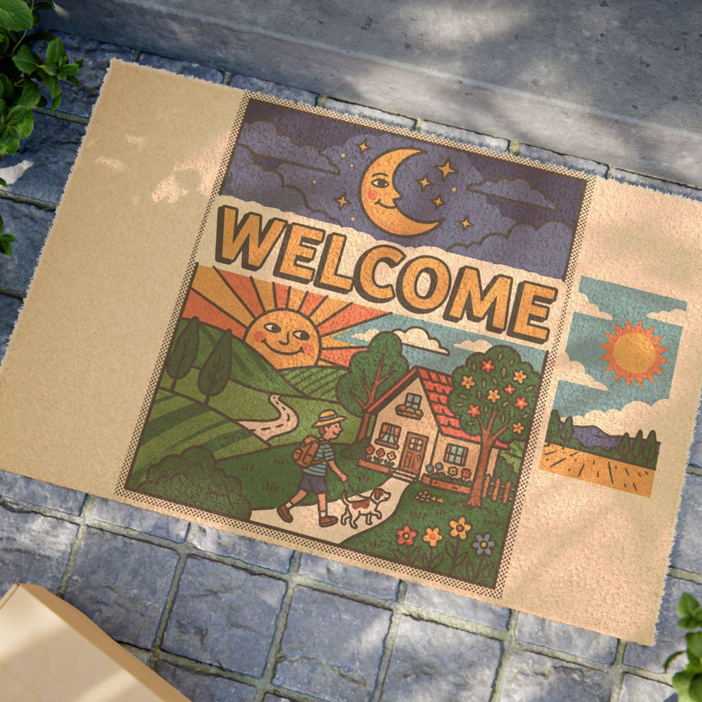 Retro Day to Night Pop Art Welcome Sign