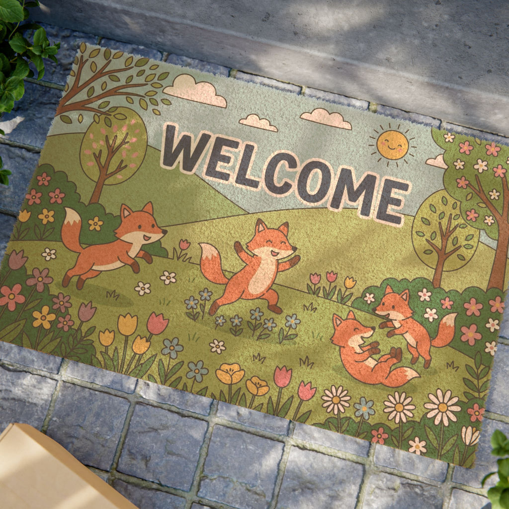 Frolicking Foxes Spring Welcome Sign