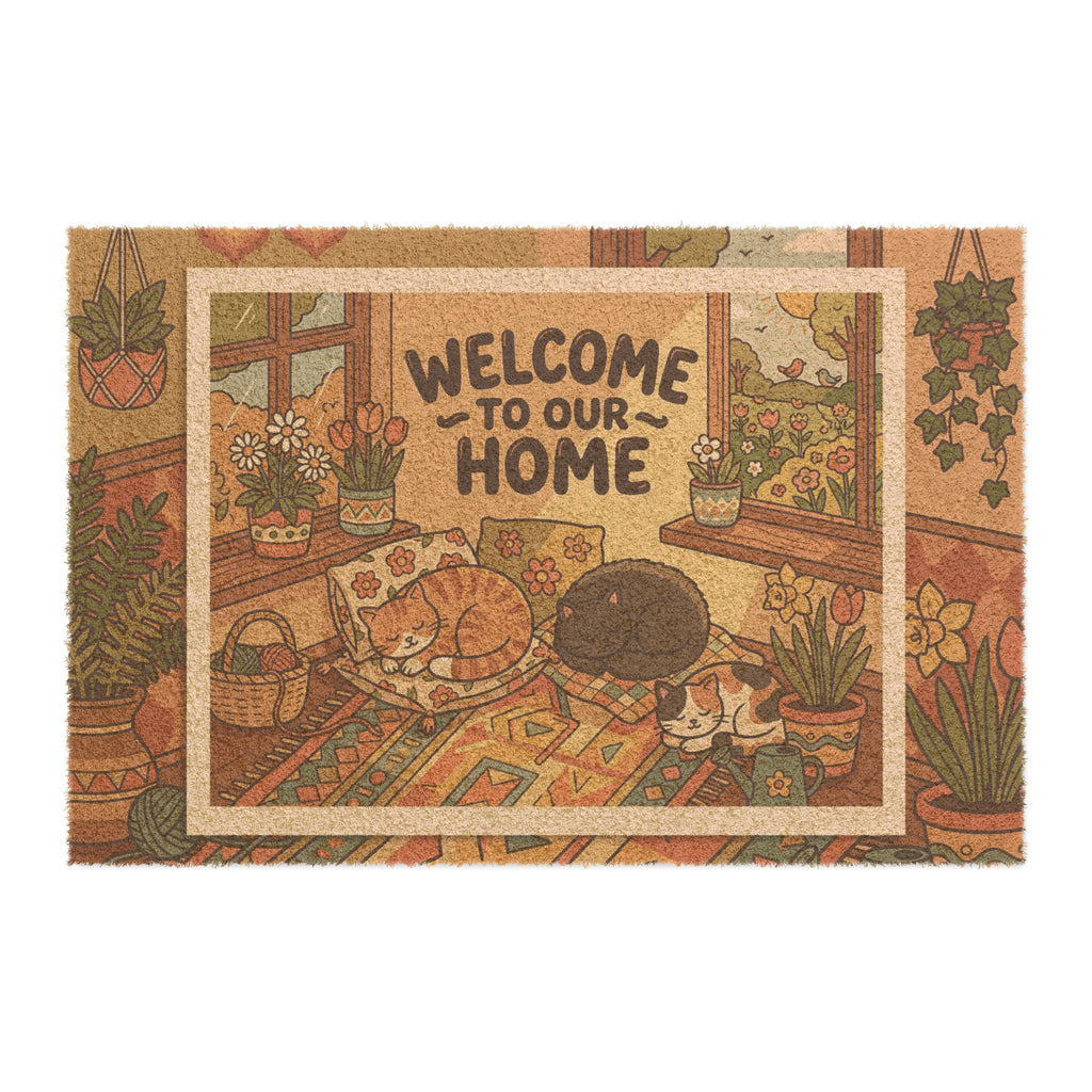 Retro Cozy Sun-Kissed Kitties Welcome Sign