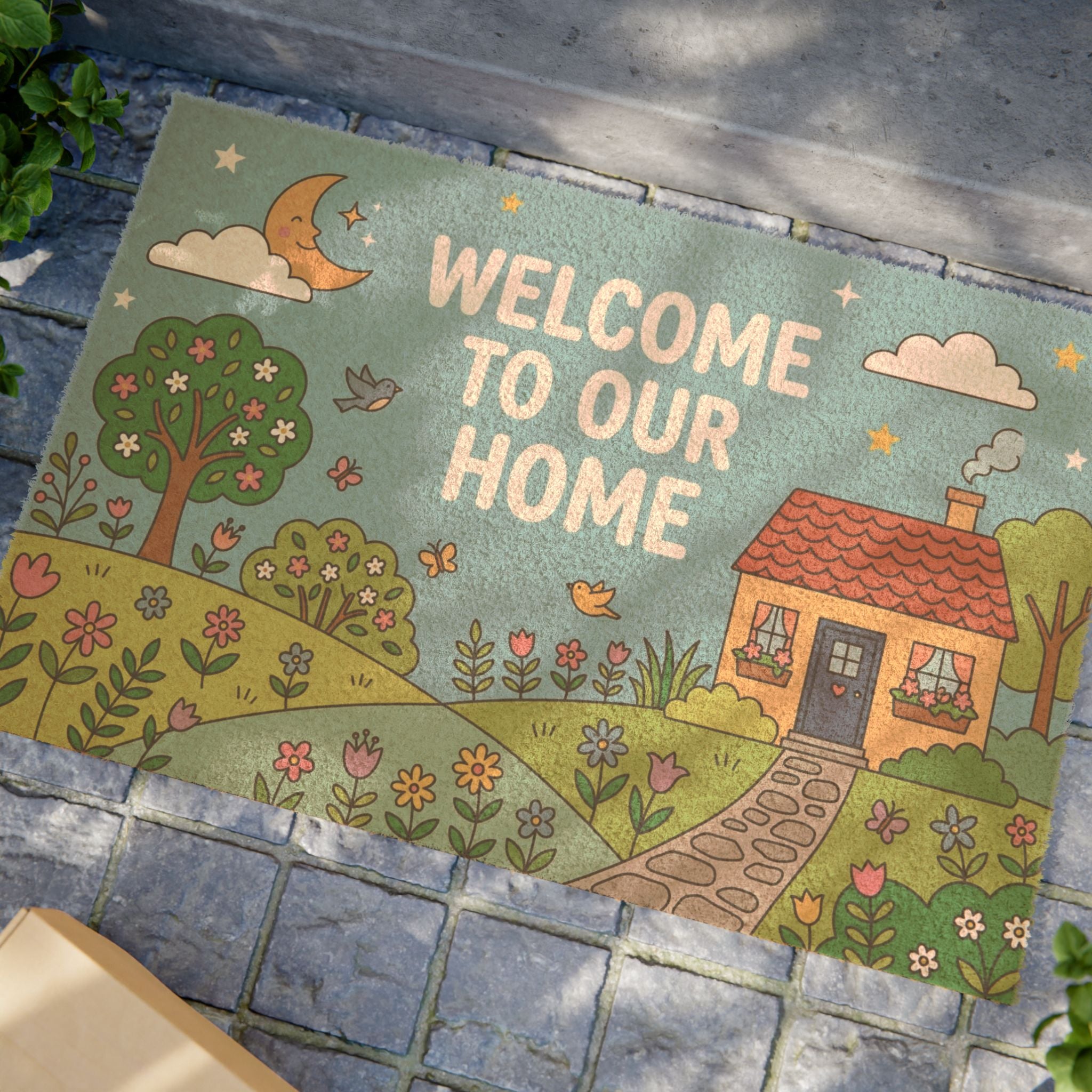 Cozy Moonlit Garden Welcome Doormat