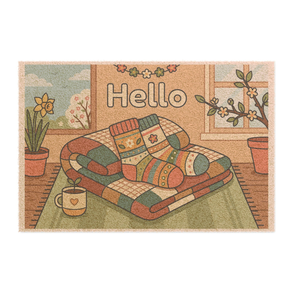 Cozy Spring Socks Welcome Mat