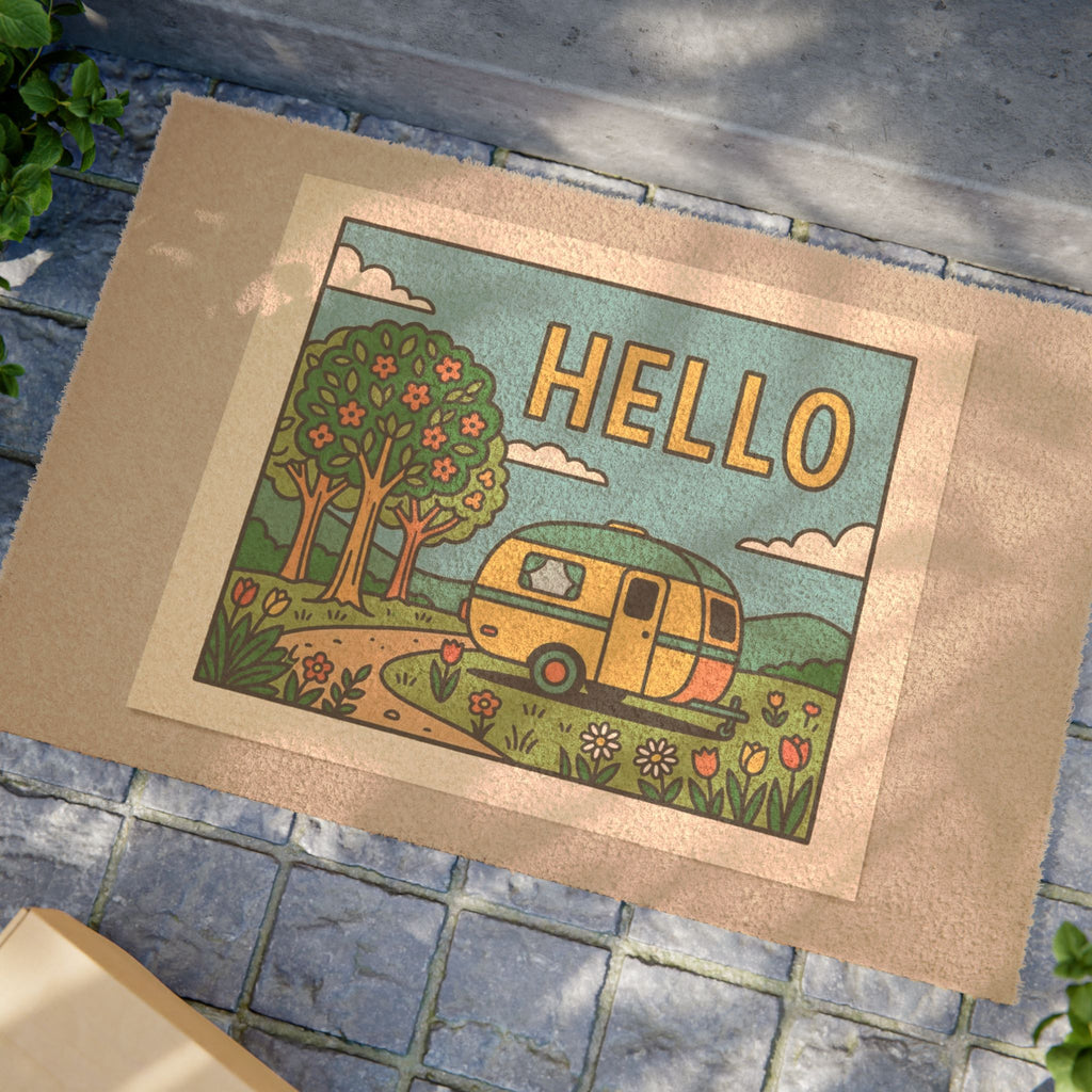 Retro Hello Spring Camper Art Print