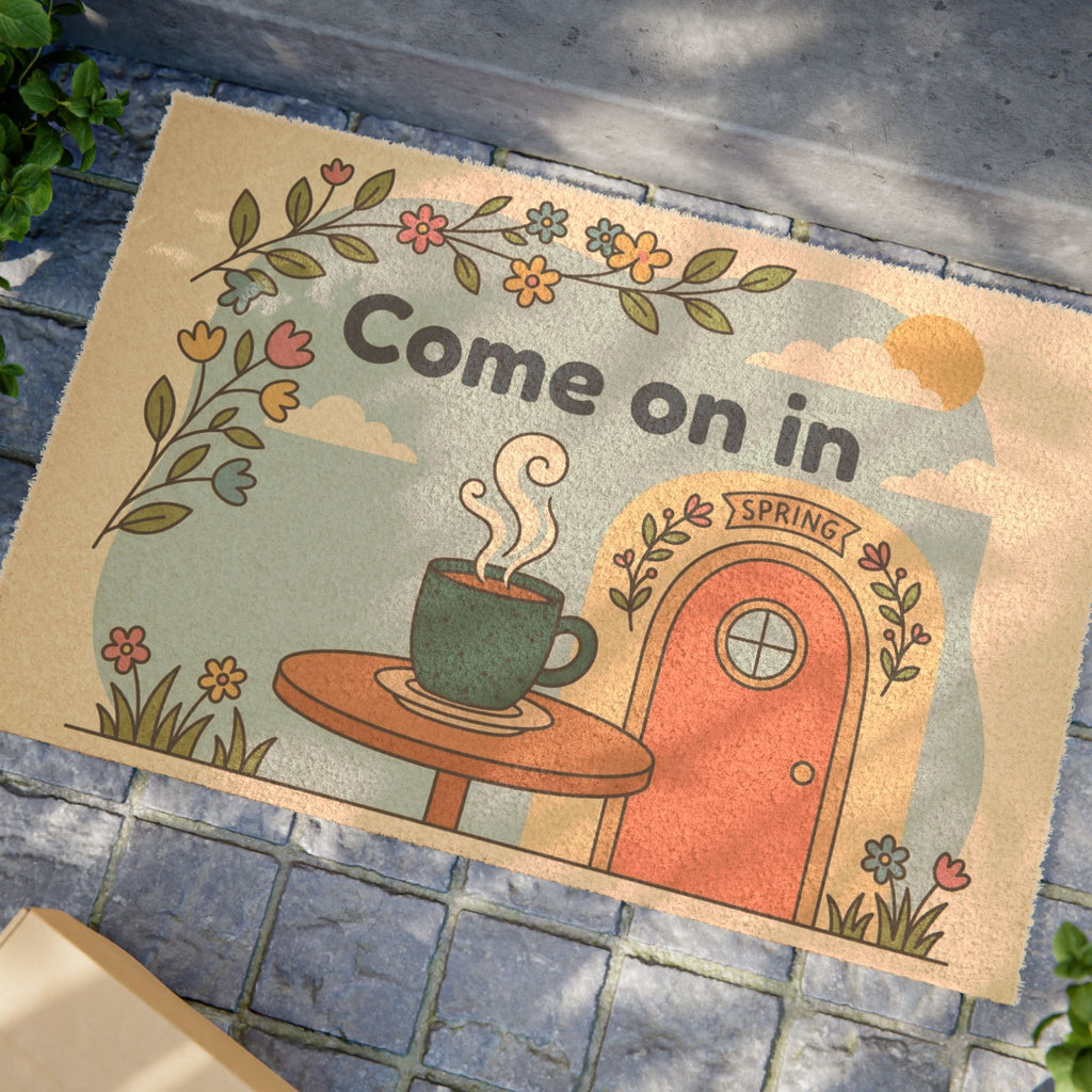 Retro Come On In Cozy Spring Coffee Doormat