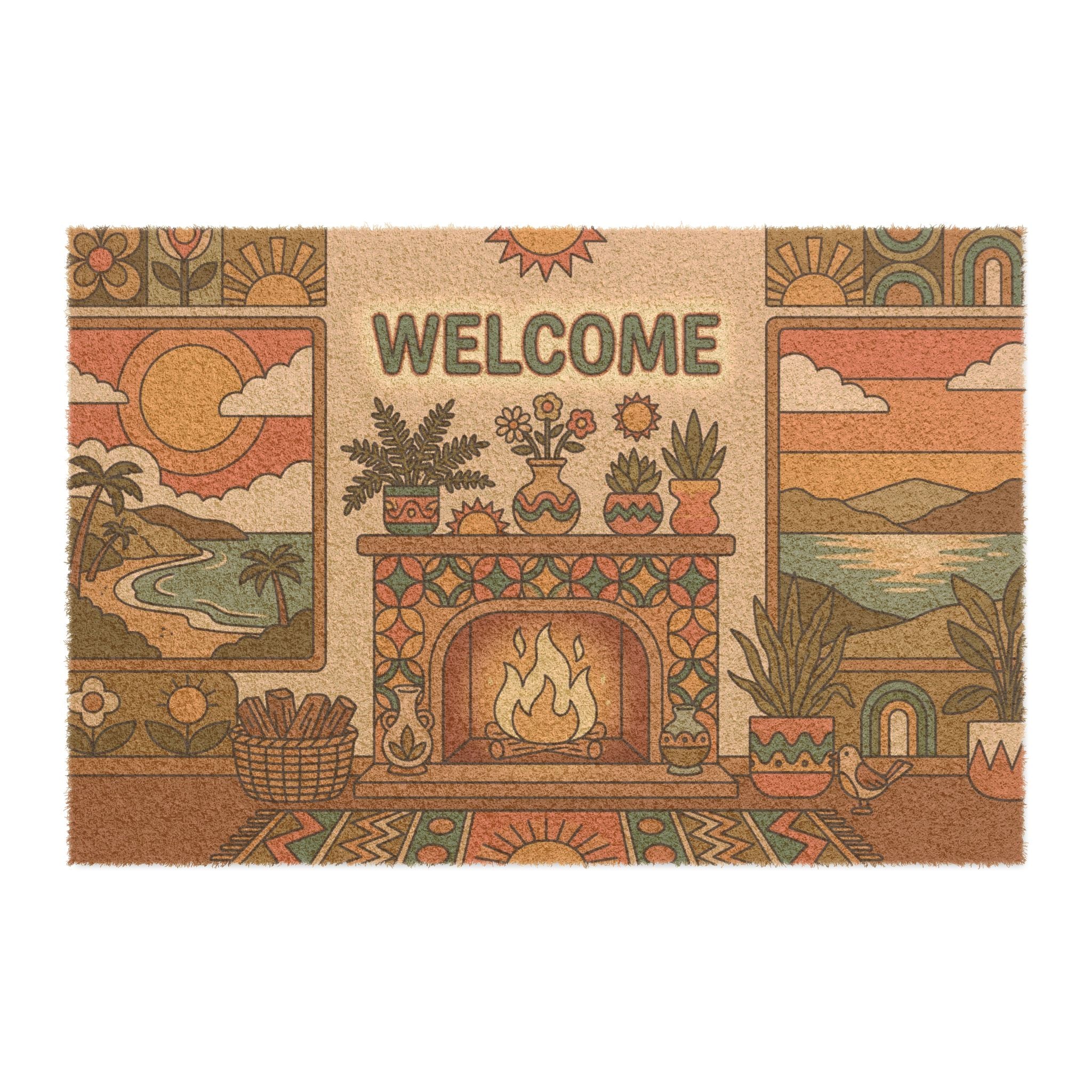 Retro 70s Summer Hearth Welcome Mat