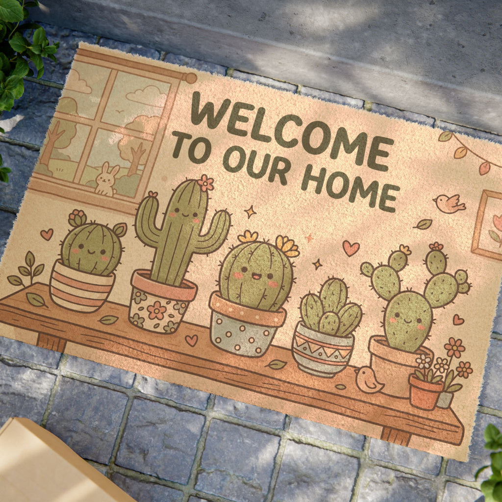 Kawaii Cactus Family Welcome Home Art