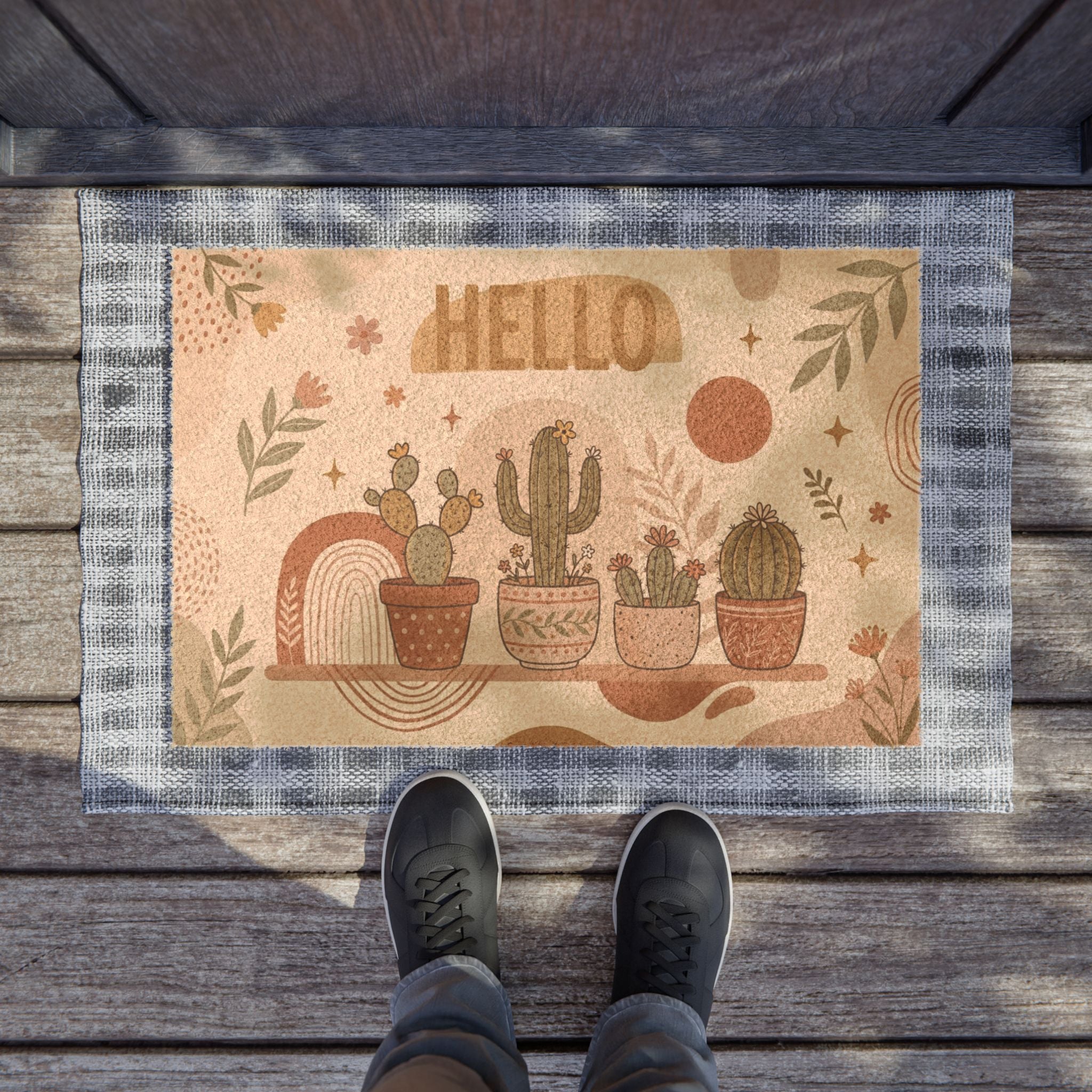 Cozy Boho Desert Blooms Welcome Doormat