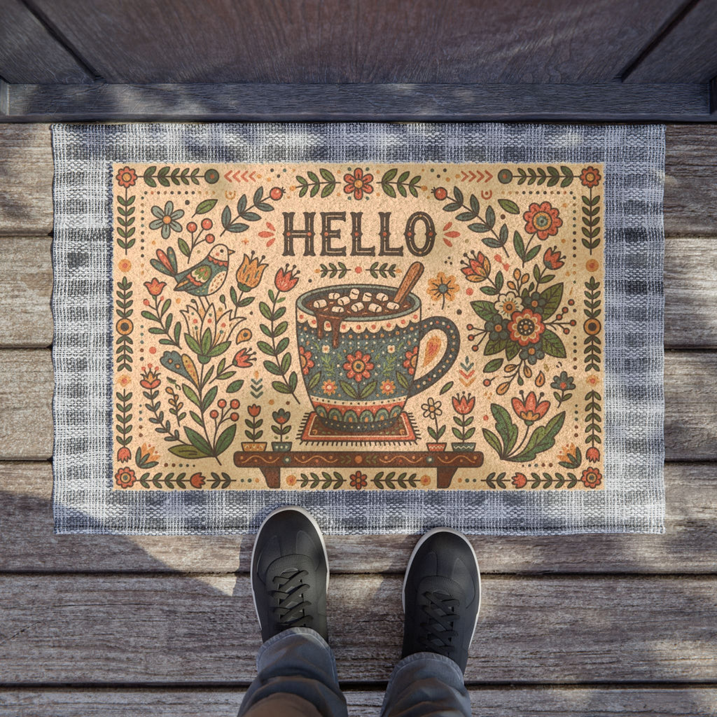 Cozy Scandinavian Folk Art Hello Cocoa Print