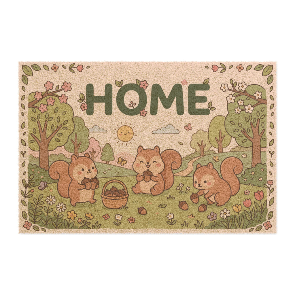 Cozy Kawaii Spring Squirrels Home Doormat