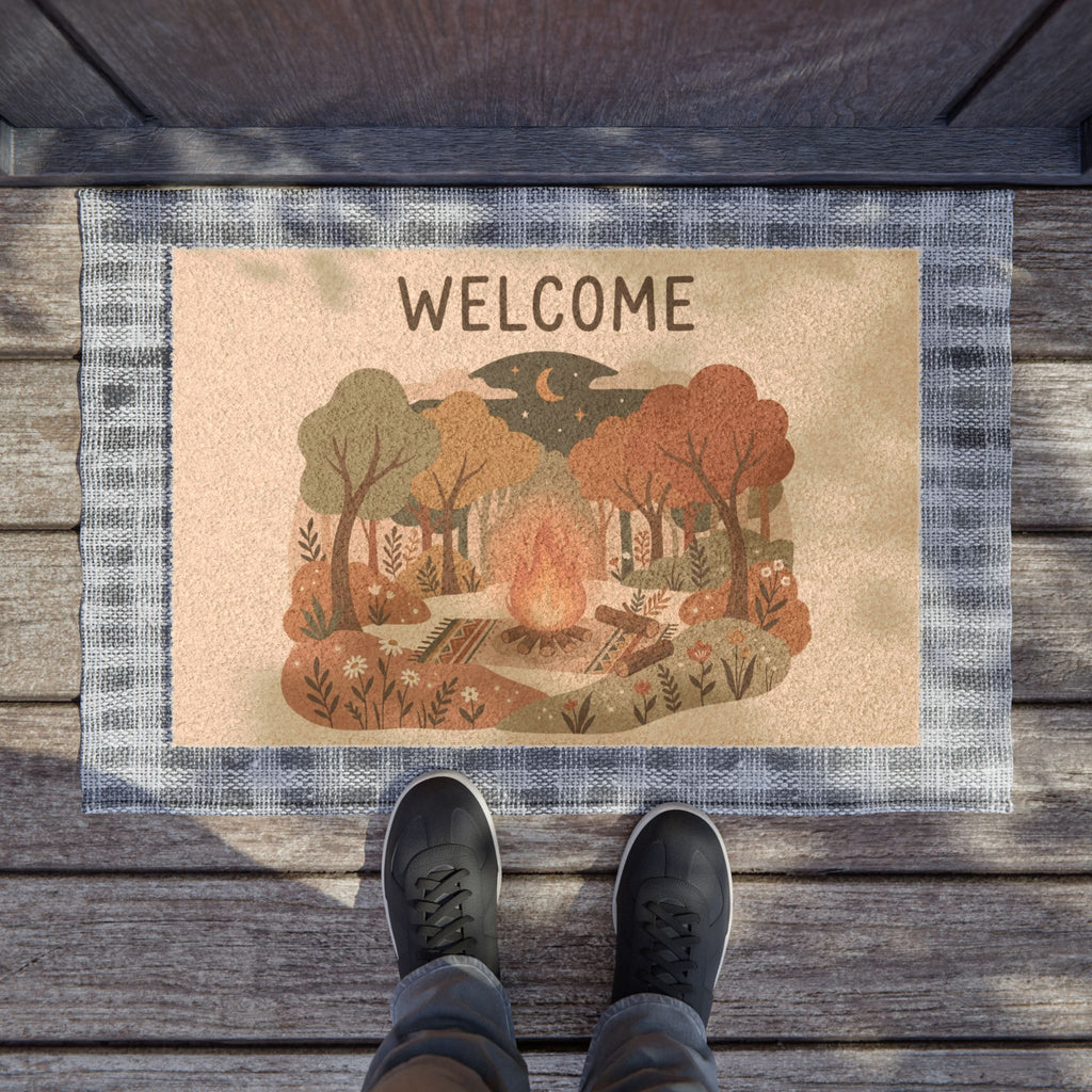Boho Botanical Cozy Campfire Welcome Doormat