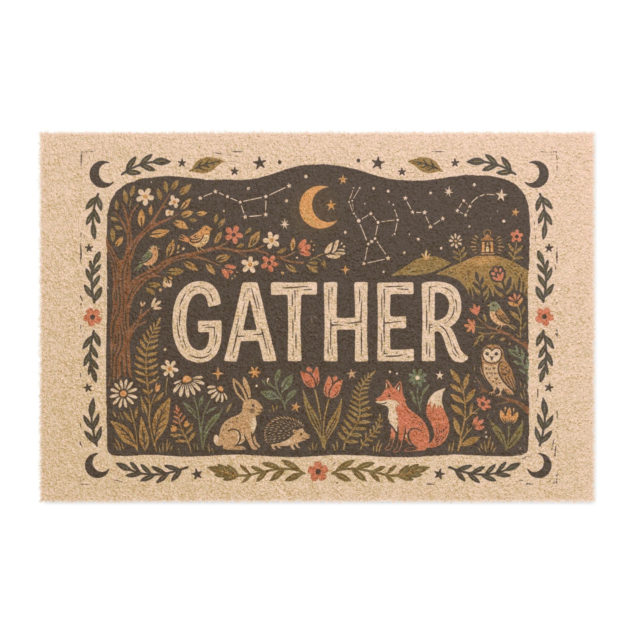 Celestial Gather Woodland Blockprint Art