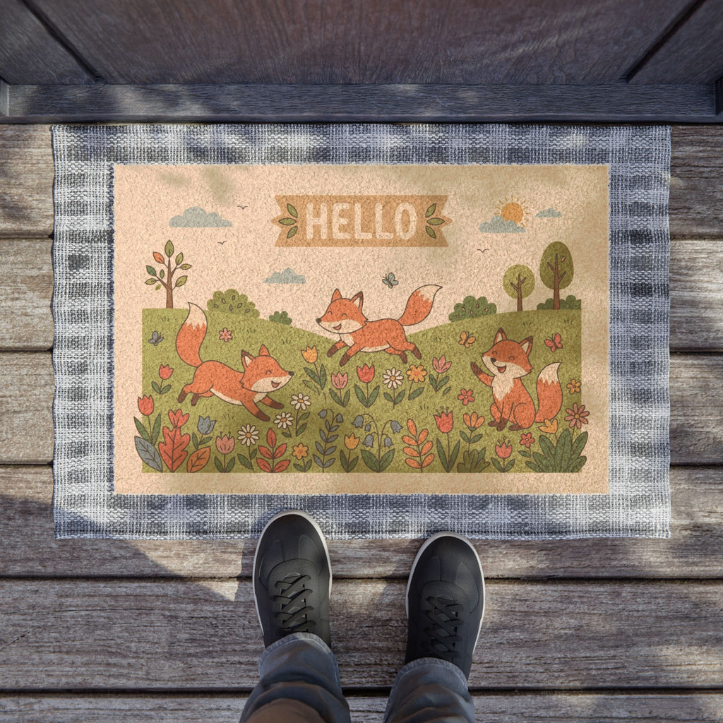 Friendly Foxes Hello Spring Doormat