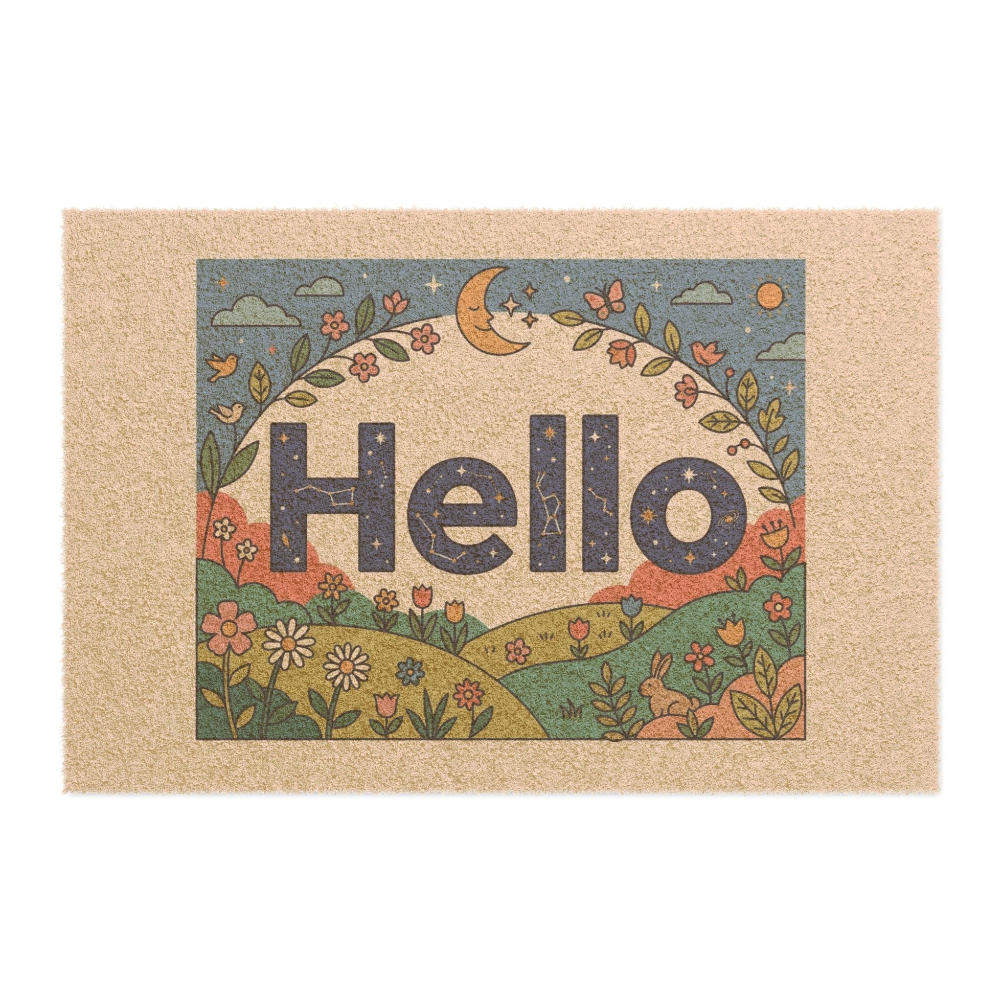 Cosmic Spring Garden Hello Welcome Art
