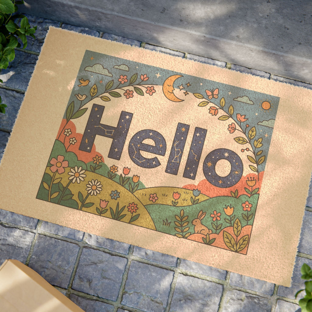 Cosmic Spring Garden Hello Welcome Art
