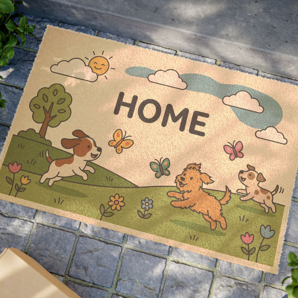Playful Puppies Spring Home Doormat