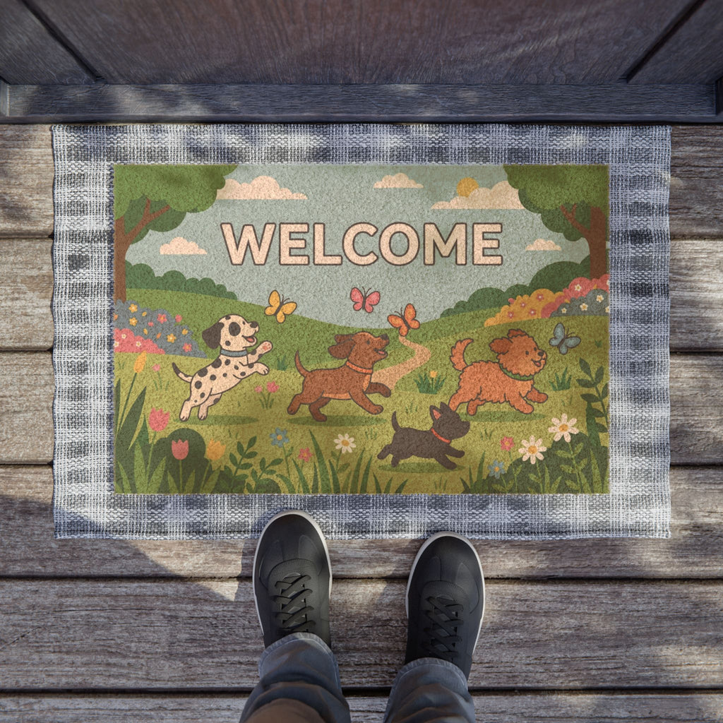 Puppy Party Spring Welcome Mat