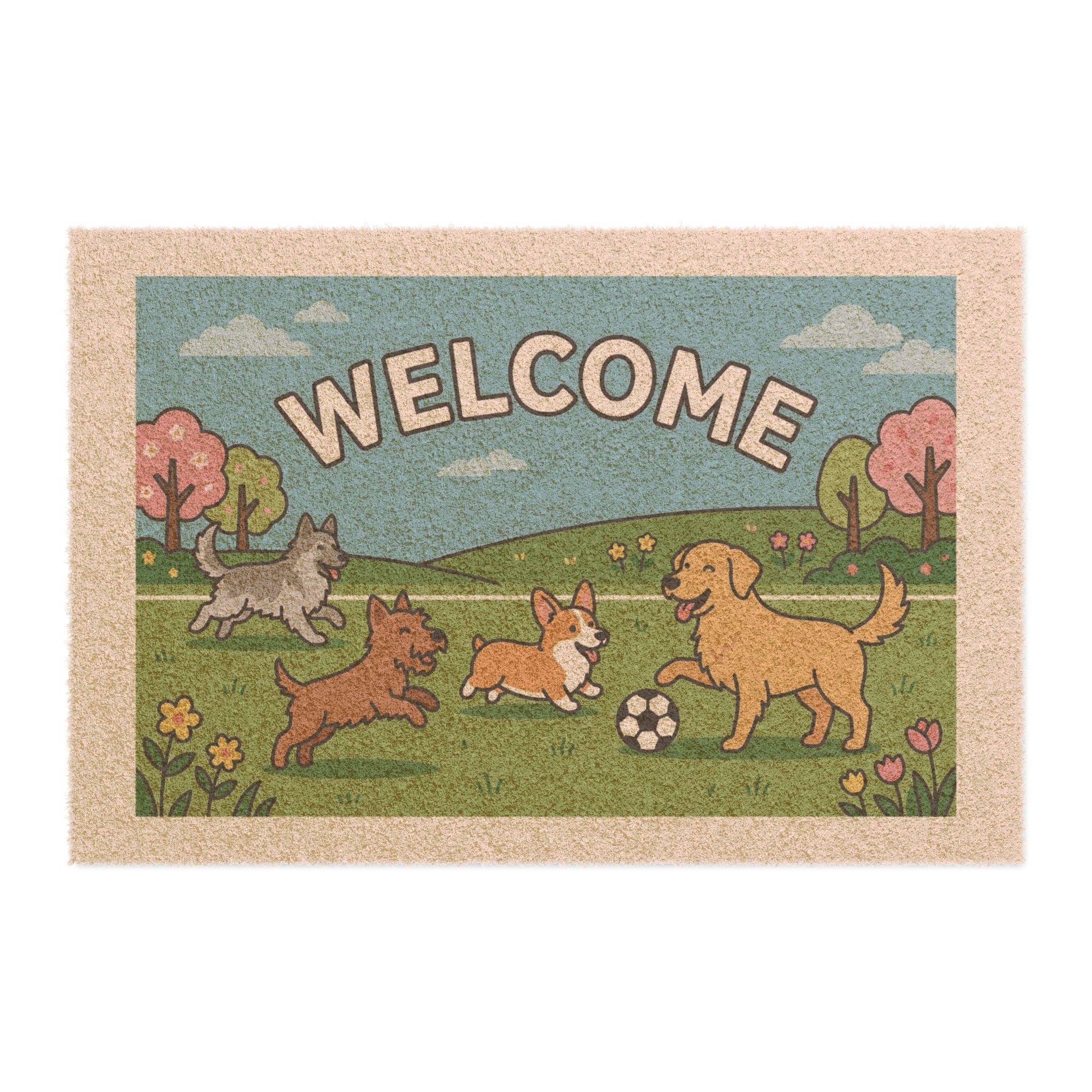Playful Pups Spring Welcome Doormat