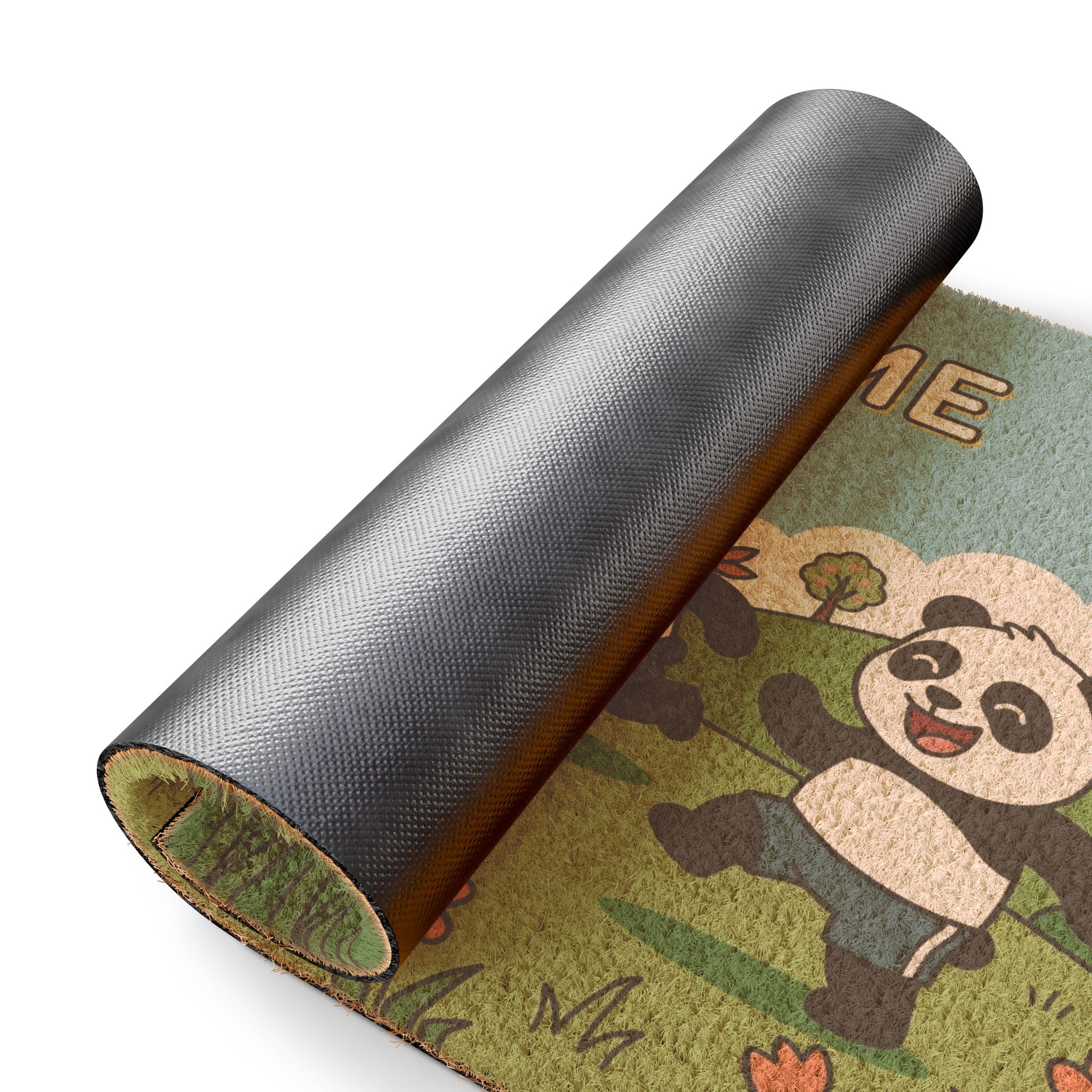 Playful Pandas Soccer Welcome Mat