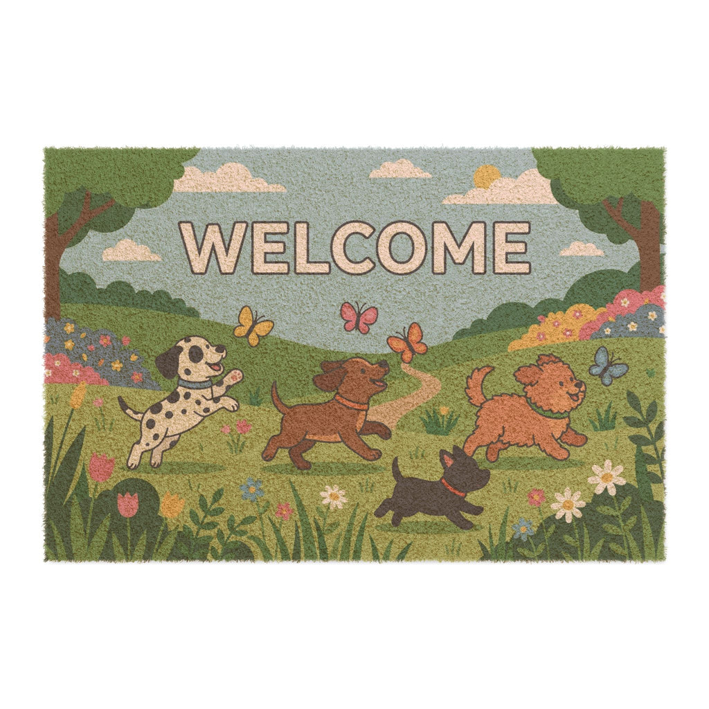 Puppy Party Spring Welcome Mat