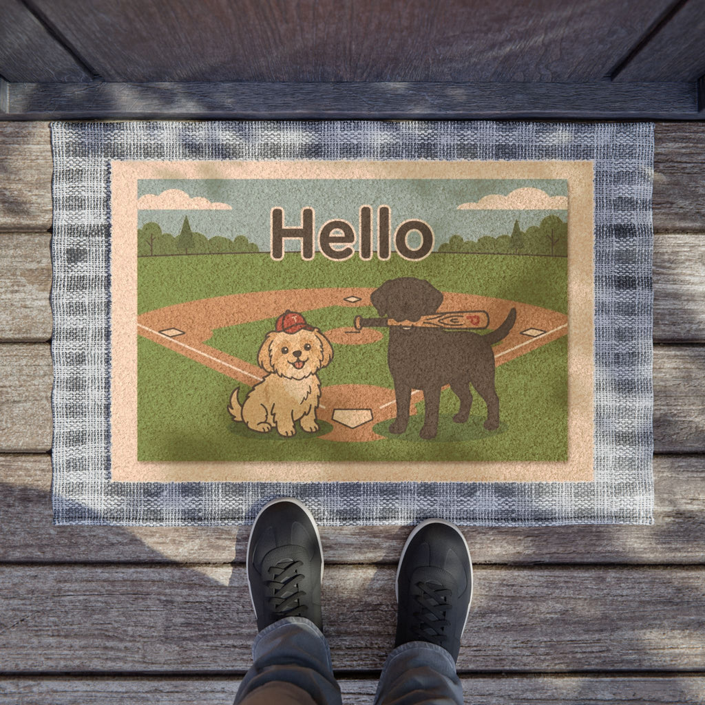 Tilly and Penny: Batter Up Welcome Mat