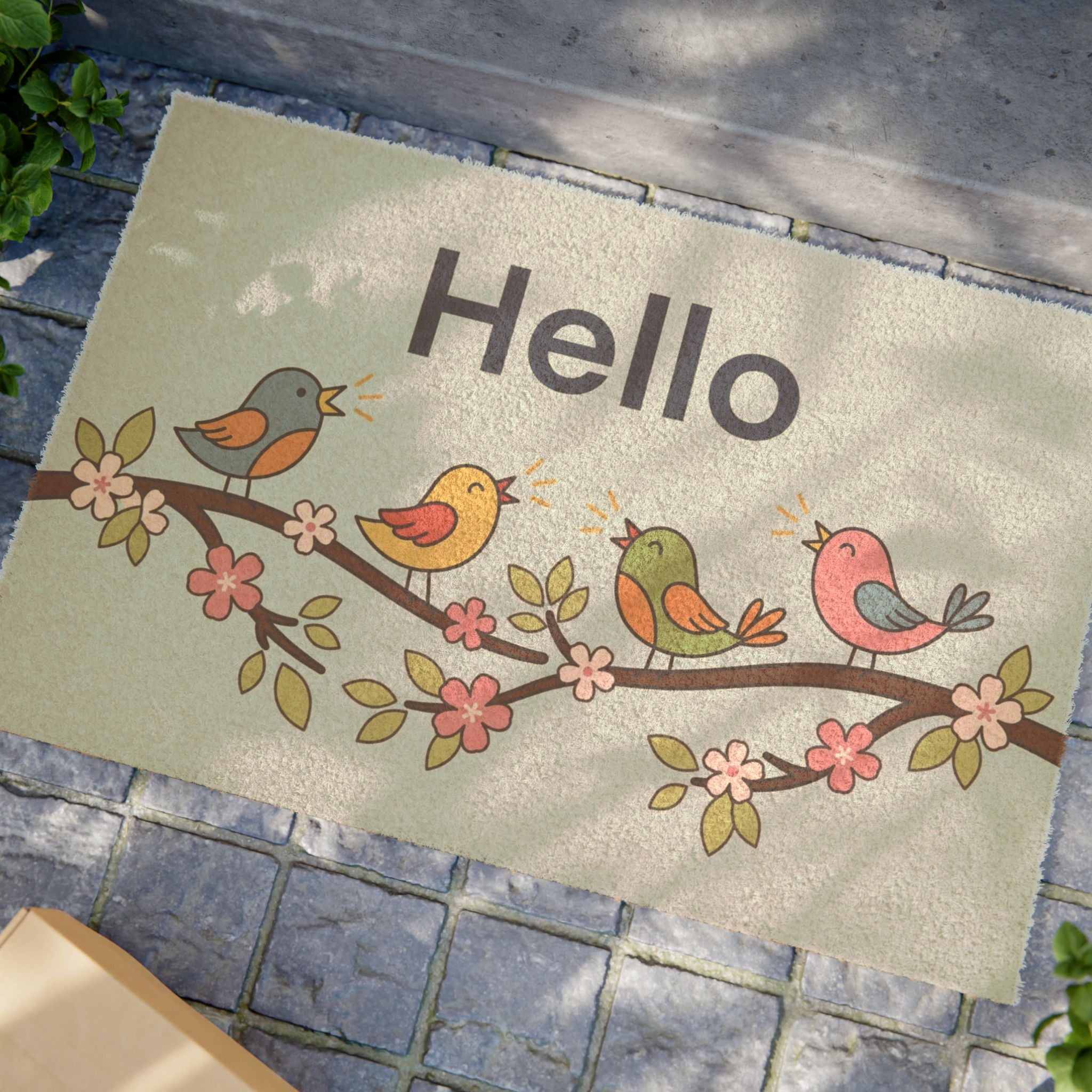 Springtime Songbirds Hello Welcome Mat