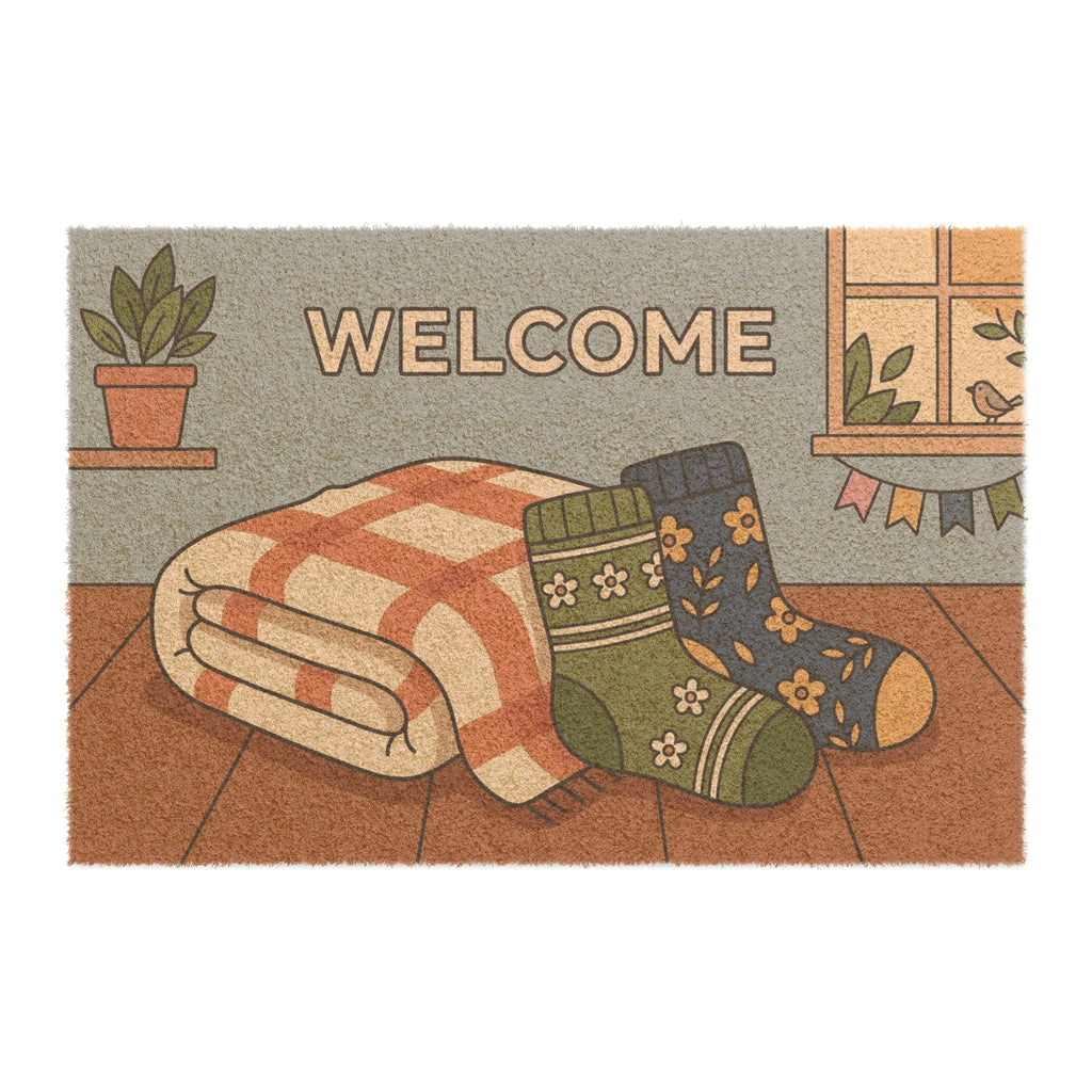 Cozy Spring Socks Welcome Mat