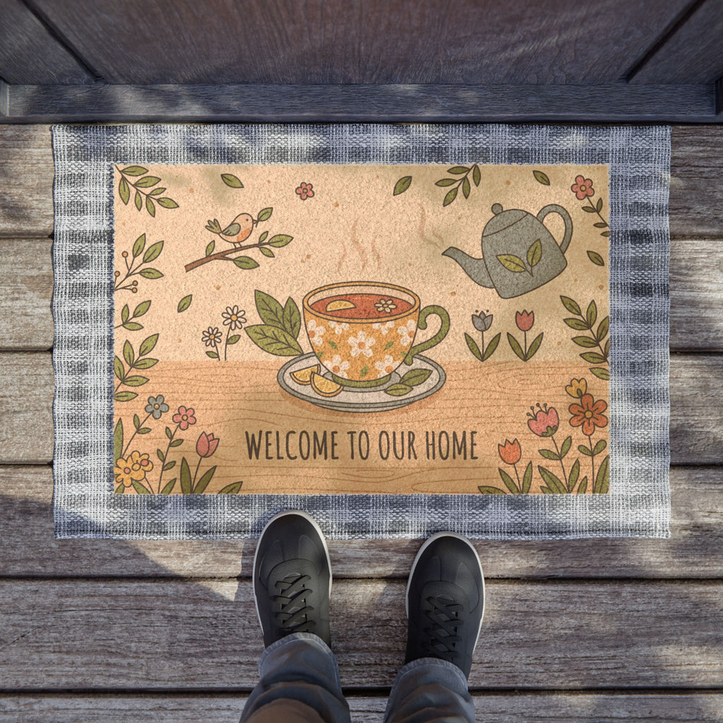 Cozy Floral Tea Time Welcome Doormat