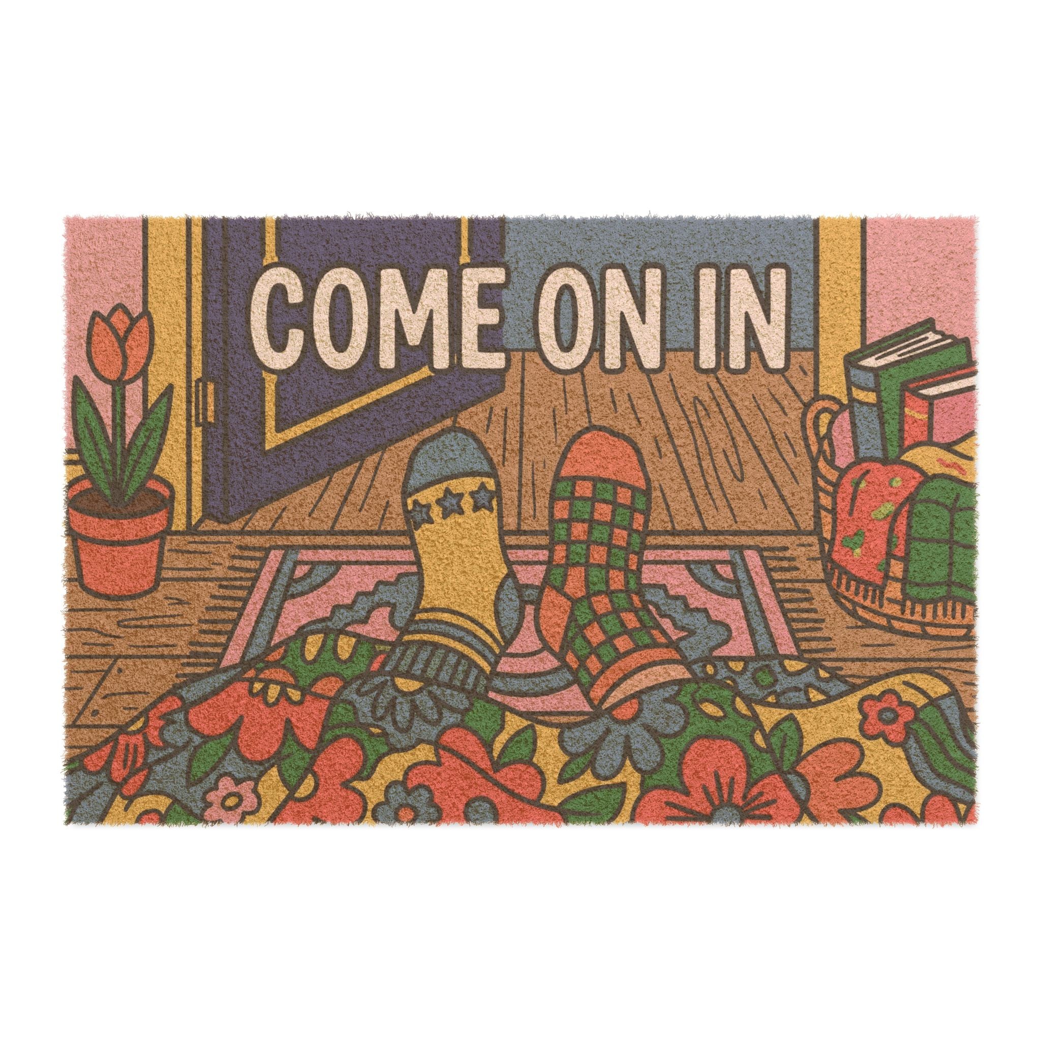 Retro Cozy Socks Spring Welcome Doormat