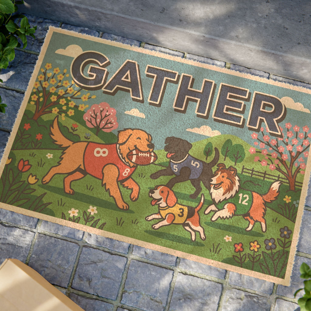 Gather Bold Pop Art Pups Football Print