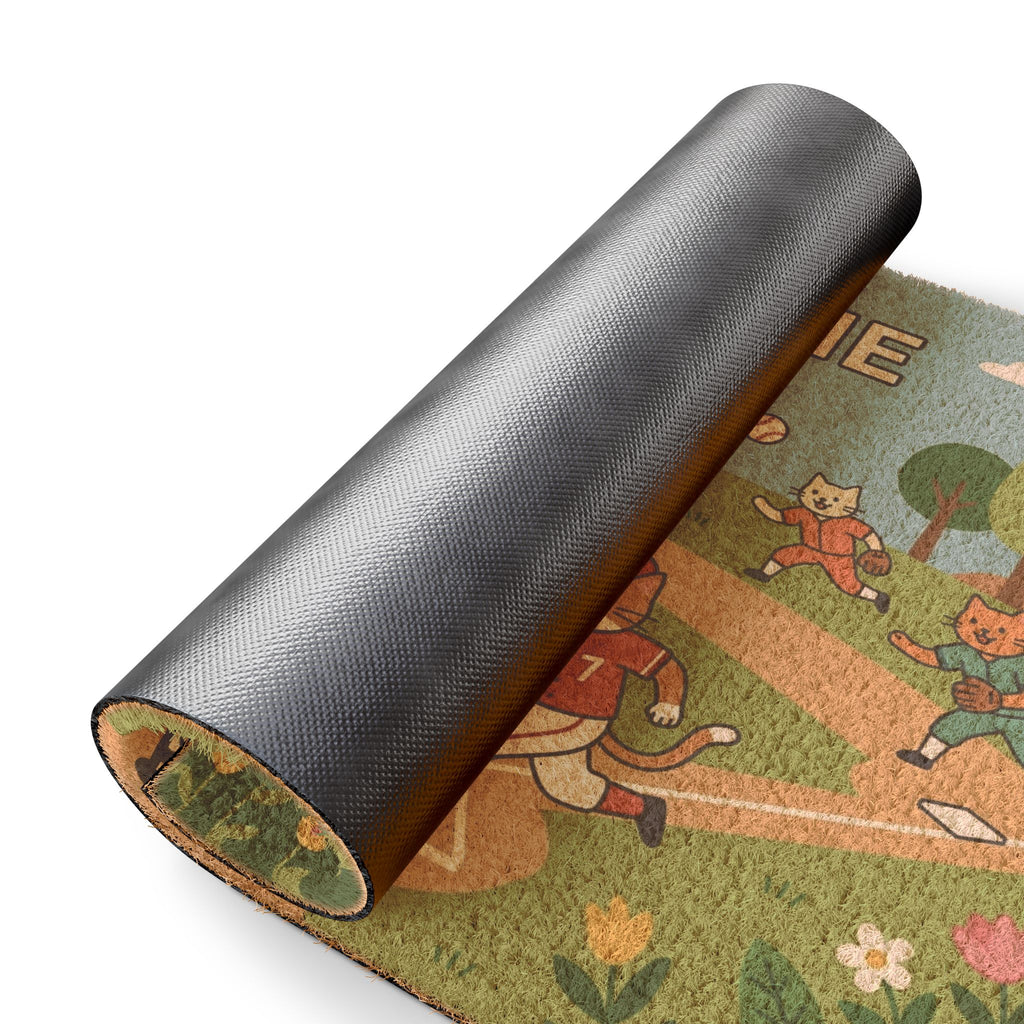 Play Ball! Springtime Cats Welcome Mat